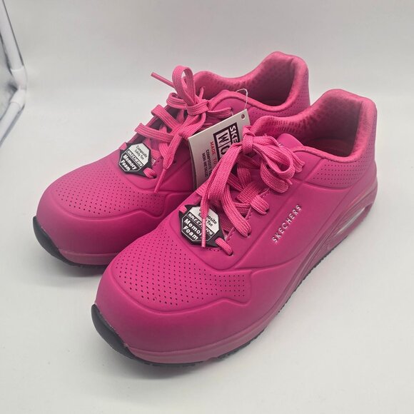 Skechers Shoes - Skechers Deloney Comp Toe Memory Foam Work Sneakers Hot Pink 8